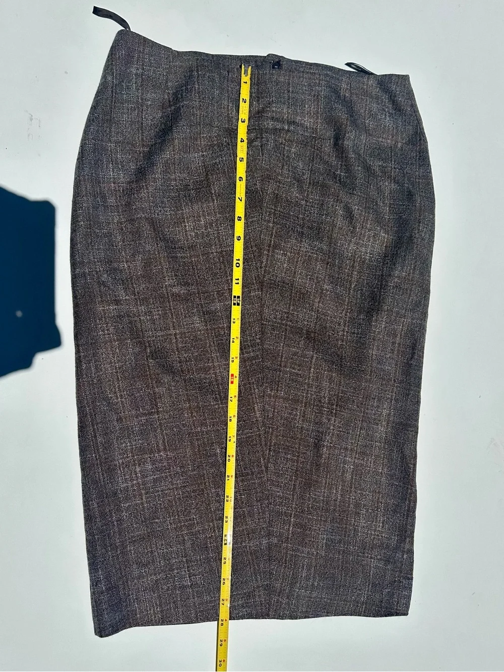 Agnona Classic Brown Plaid Pencil Midi Skirt, Wool blend, 46, 10